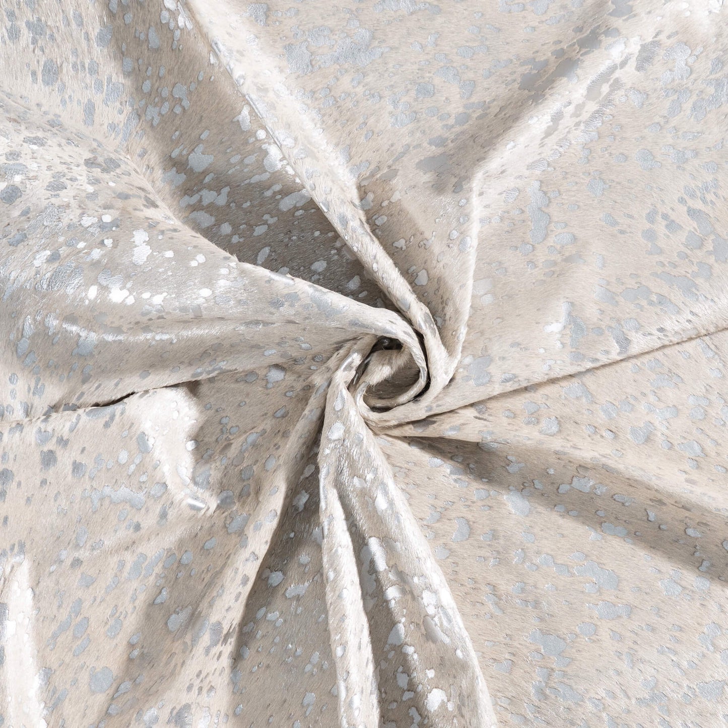 Silver Metallic On White Cowhide Rug