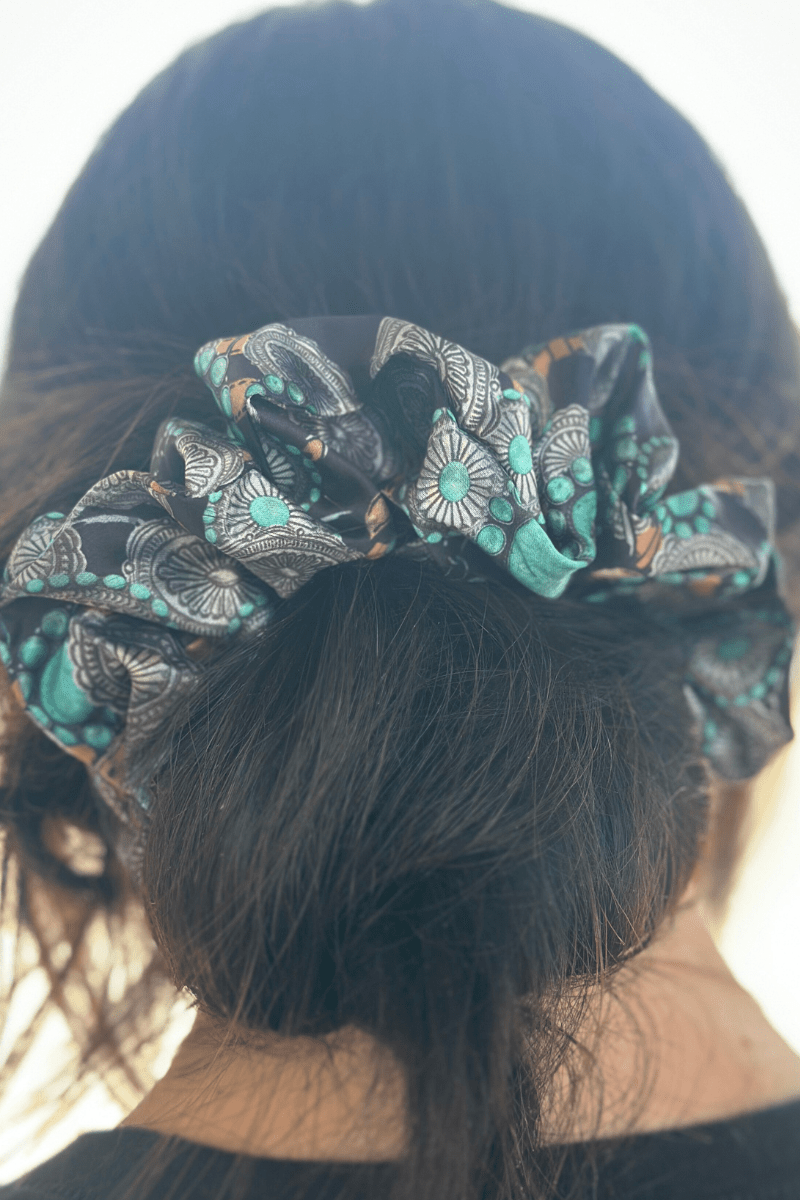 Concho Queen Western Scrunchie — Concho-Accented Hair Statement (5" x 1.5")
