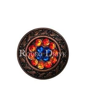 Capri Fire Opal & Teal Copper 1.25" Disc European Crystal Concho