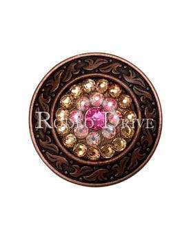 Pink AB & Champagne Copper 1.5" Disc European Crystal Concho