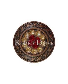 Ruby Jet & Champagne Copper 1.25" Disc European Crystal Concho