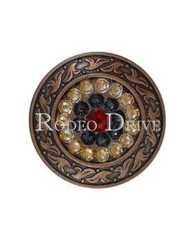 Ruby Jet & Champagne Copper 1.5" Disc European Crystal Concho