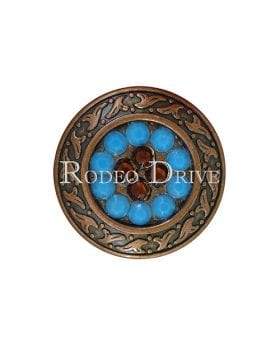 Topaz Turquoise & AB Copper 1.25" Disc European Crystal Concho