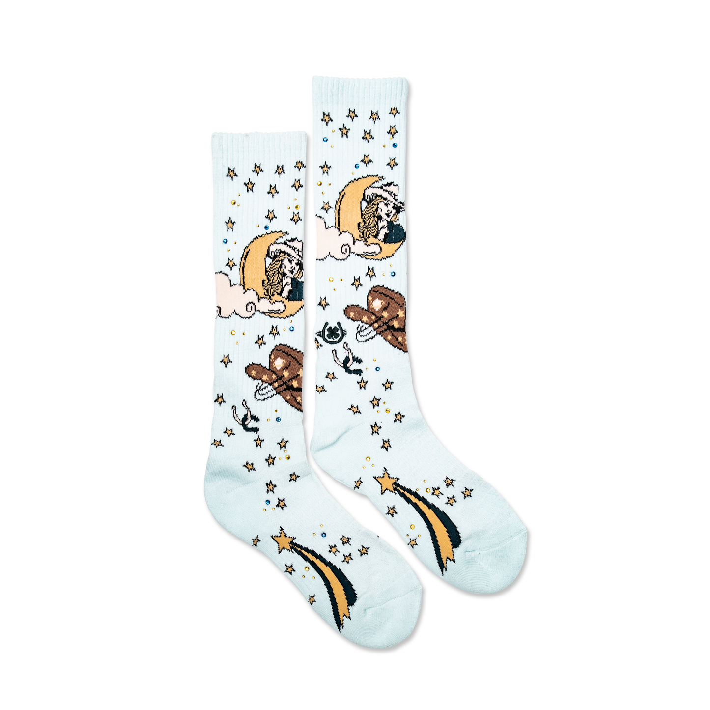 Cosmic Cowgirl Light Blue Performance Boot Socks