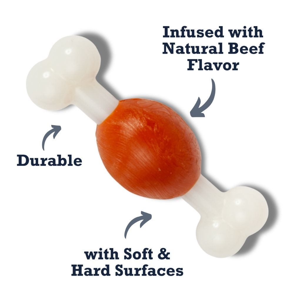 Country Living Beef-Flavored TPR & Nylon Bone Dog Chew Toy, 5.4 × 1.7 in