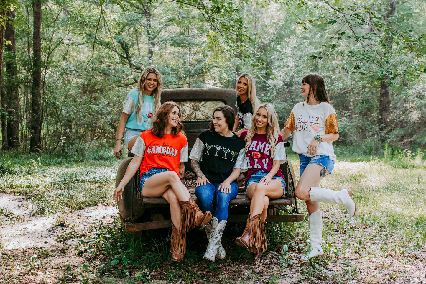 Sequins Embroidery Game Day Tee – Burgundy Sequin Sleeve T-Shirt | Merigold Kiss