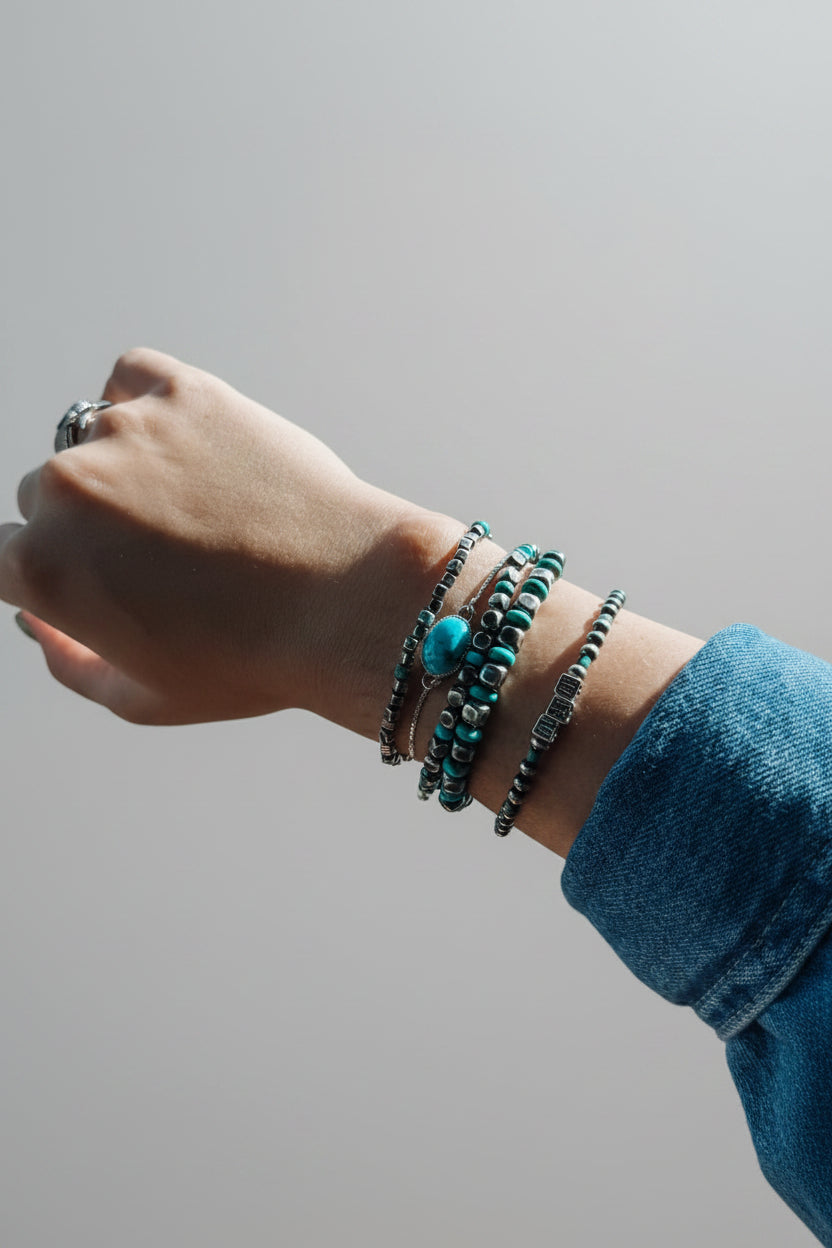 Dayton Sterling Silver With Turquoise Box Pearls