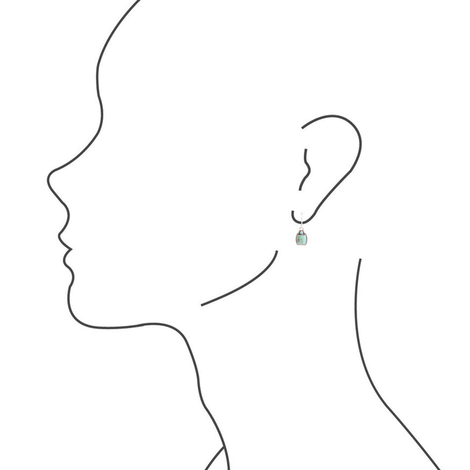 Delicately Detailed Blue Turquoise and Sterling Silver Earrings