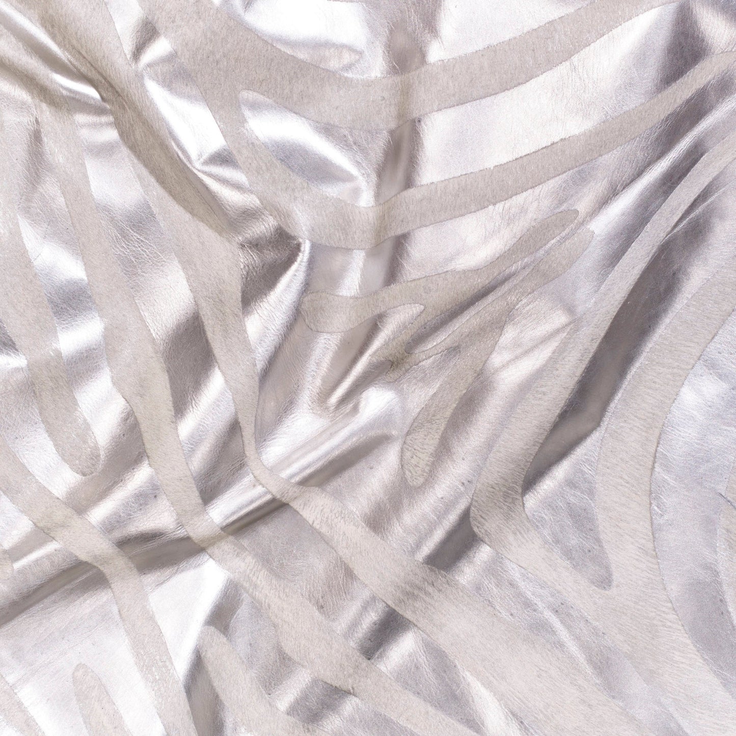 Zebra Silver Metallic On Off White Cowhide Rug