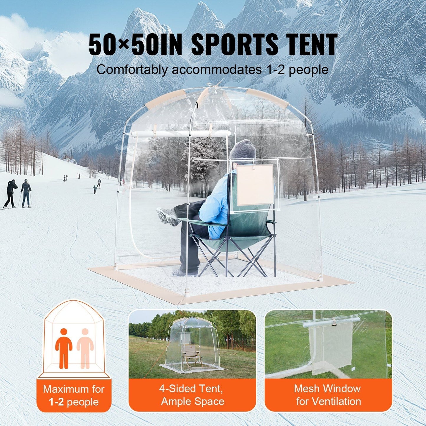 Clear Bubble Tent Instant Pop Up Shelter Weather Proof 1-2 Person Clear Bubble Tent