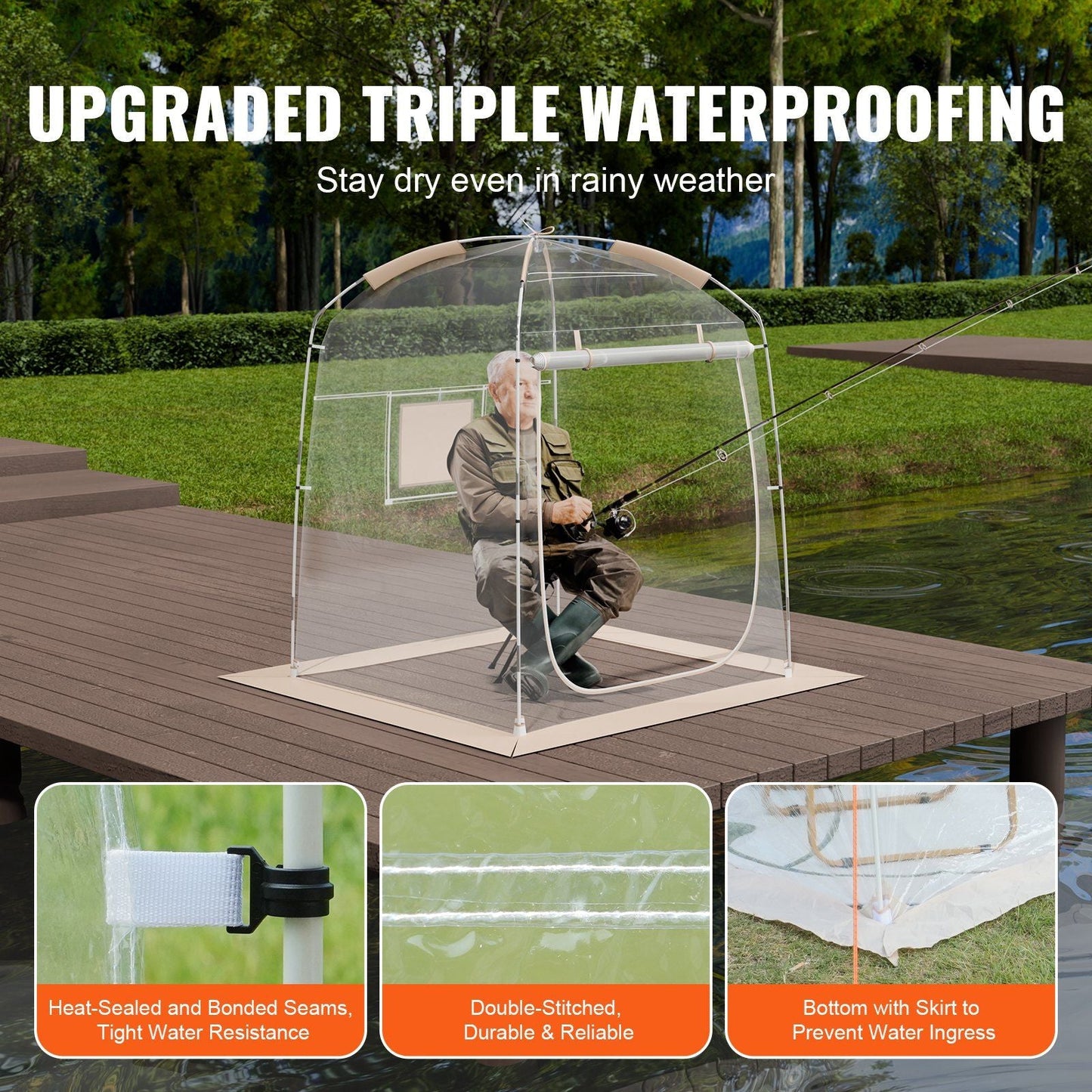 Clear Bubble Tent Instant Pop Up Shelter Weather Proof 1-2 Person Clear Bubble Tent