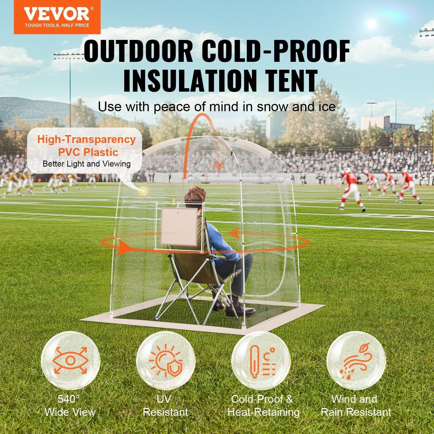 Clear Bubble Tent Instant Pop Up Shelter Weather Proof 1-2 Person Clear Bubble Tent