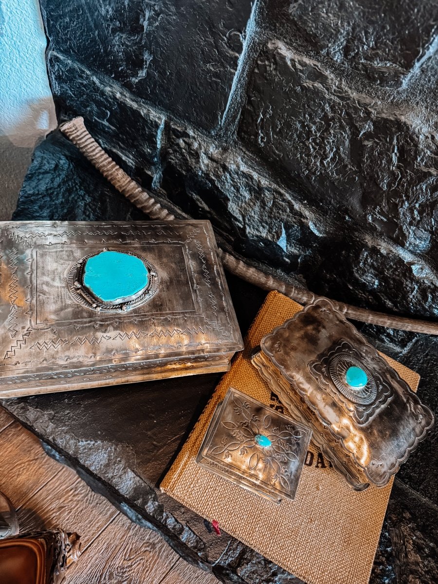 Ellis Stamped Box With Turquoise