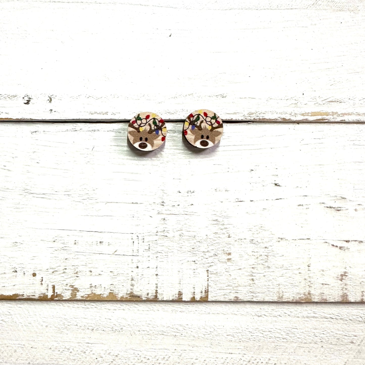Festive Reindeer Christmas Stud Earrings