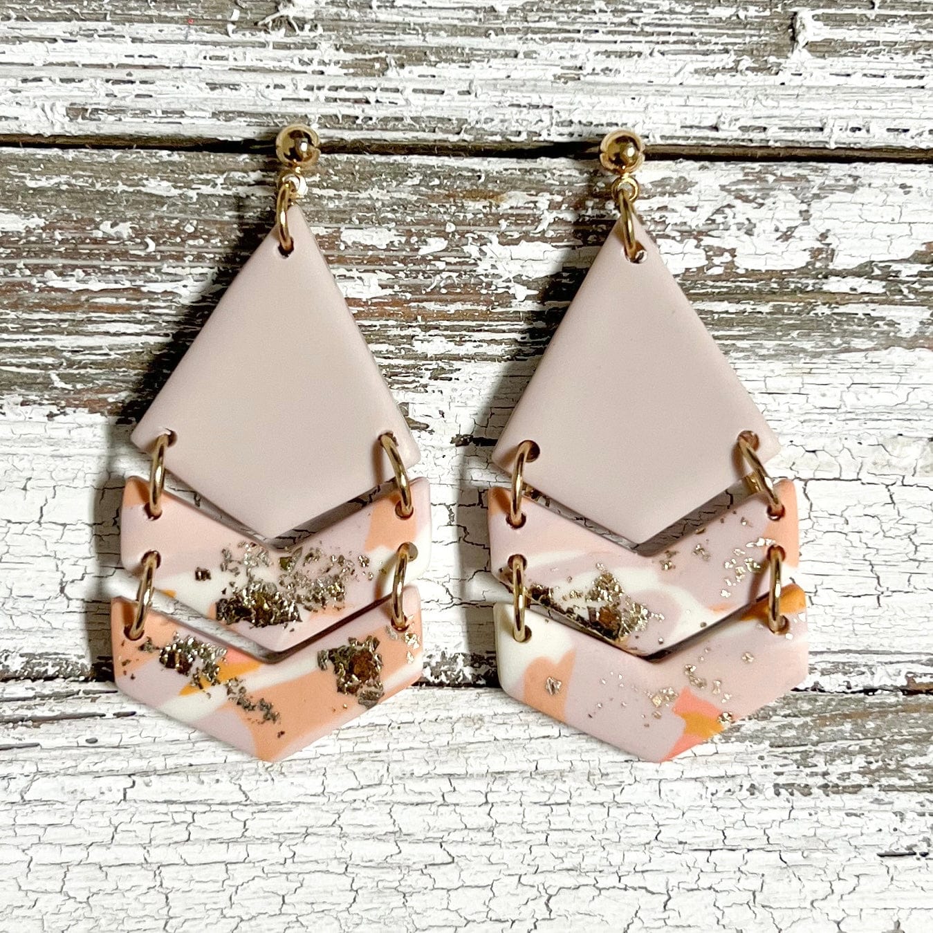 Layered Light Pink Clay Earrings