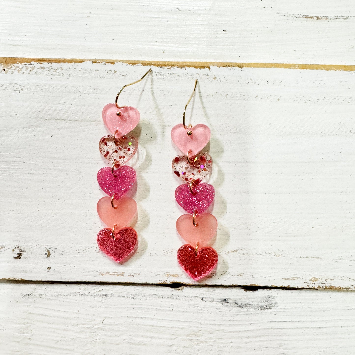 Pinky Heart Dangle Earrings