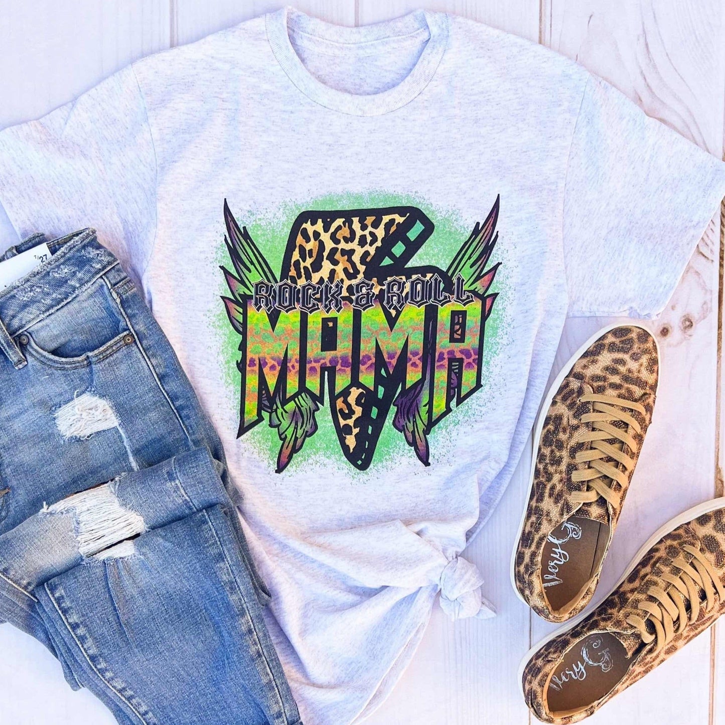 Rock & Roll Leopard Mama Graphic Tee