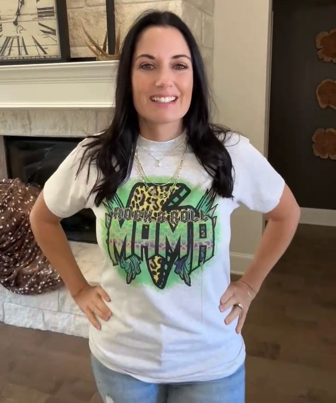 Rock & Roll Leopard Mama Graphic Tee
