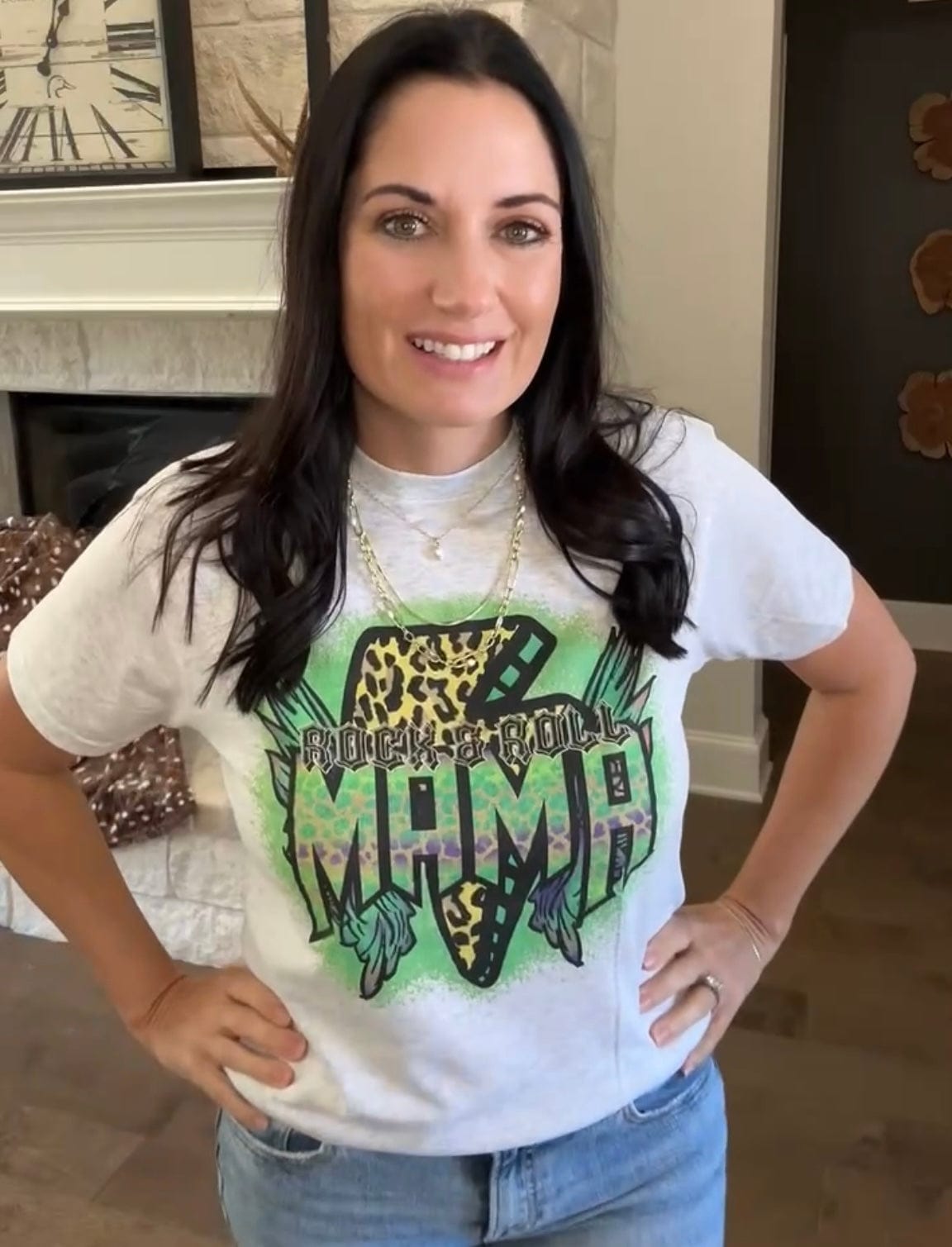 Rock & Roll Leopard Mama Graphic Tee