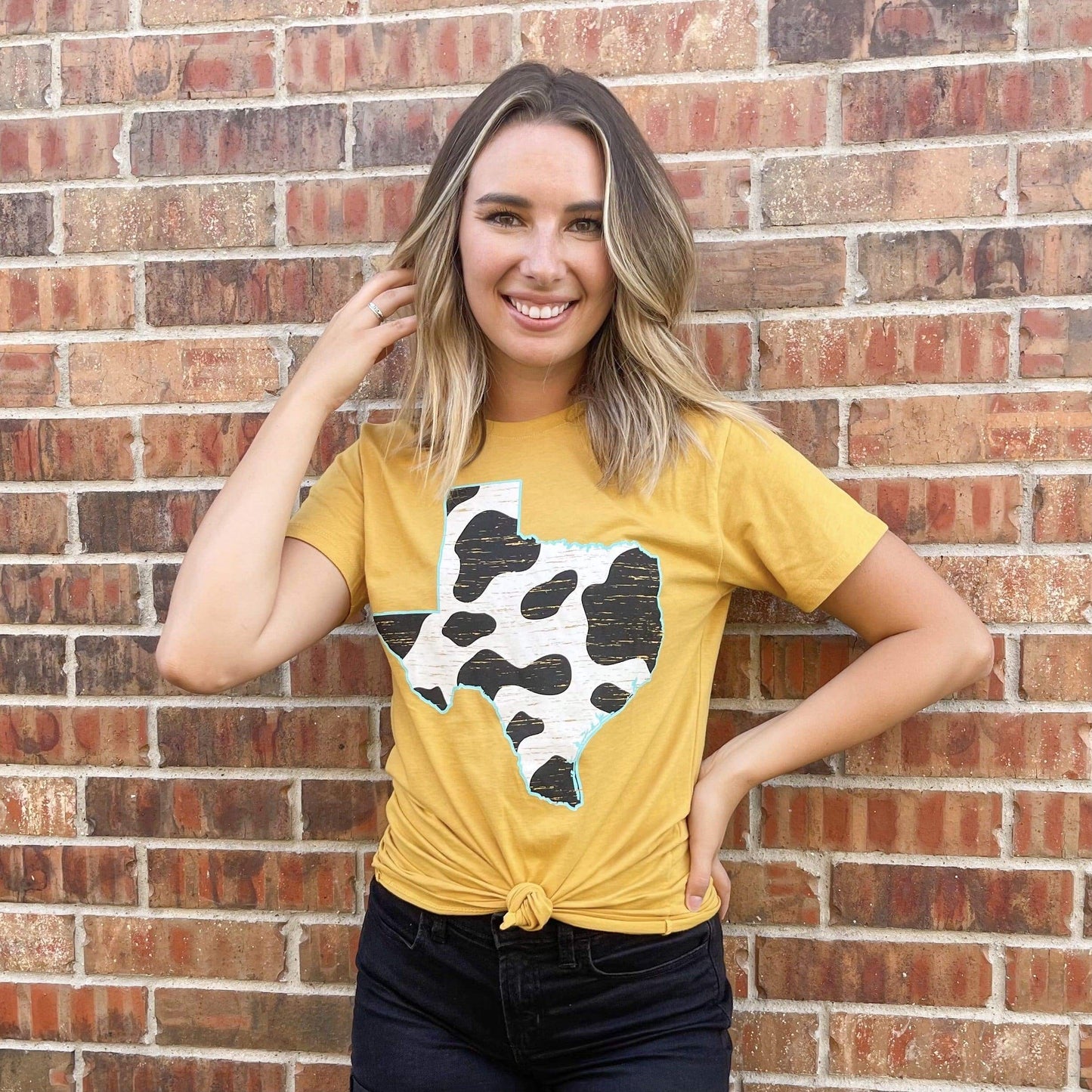 Texas Cow Pattern Graphic Tee