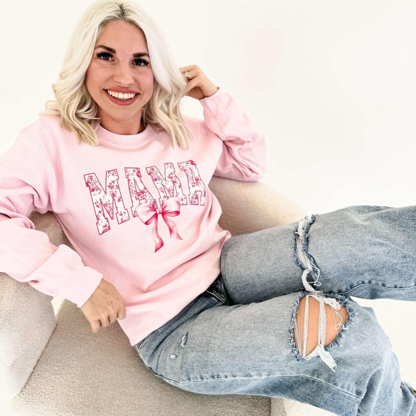 Pink Mama Bow Sweatshirt