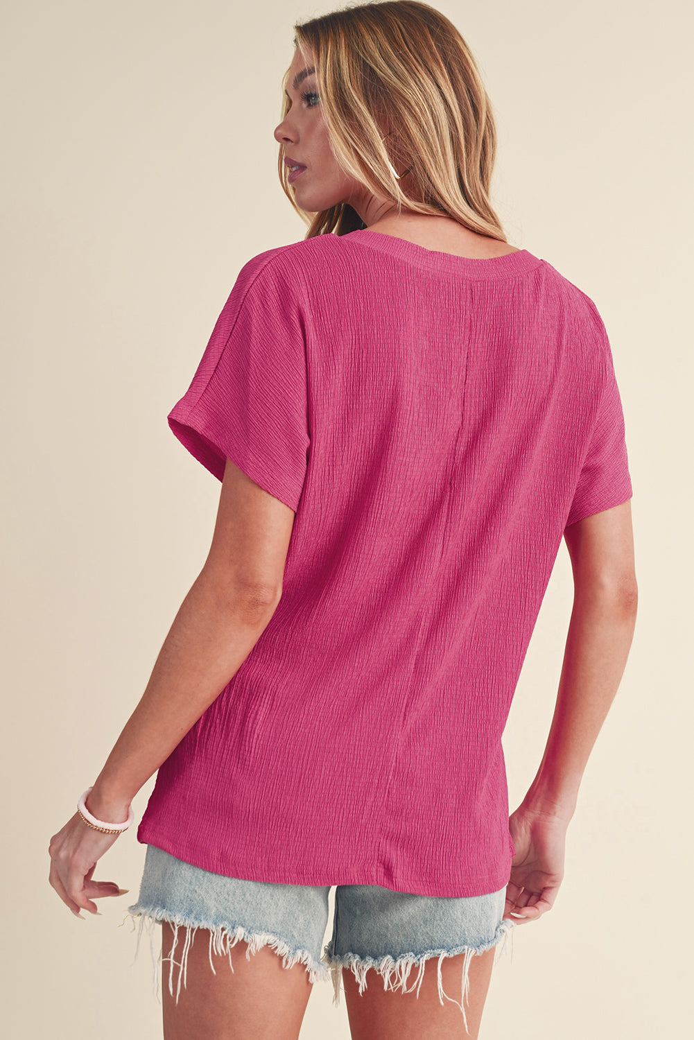 Crinkled V Neck Tee