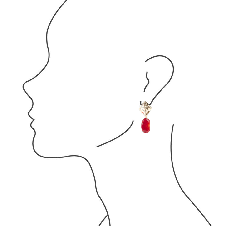 Facets of Red Coral Drop Earrings
