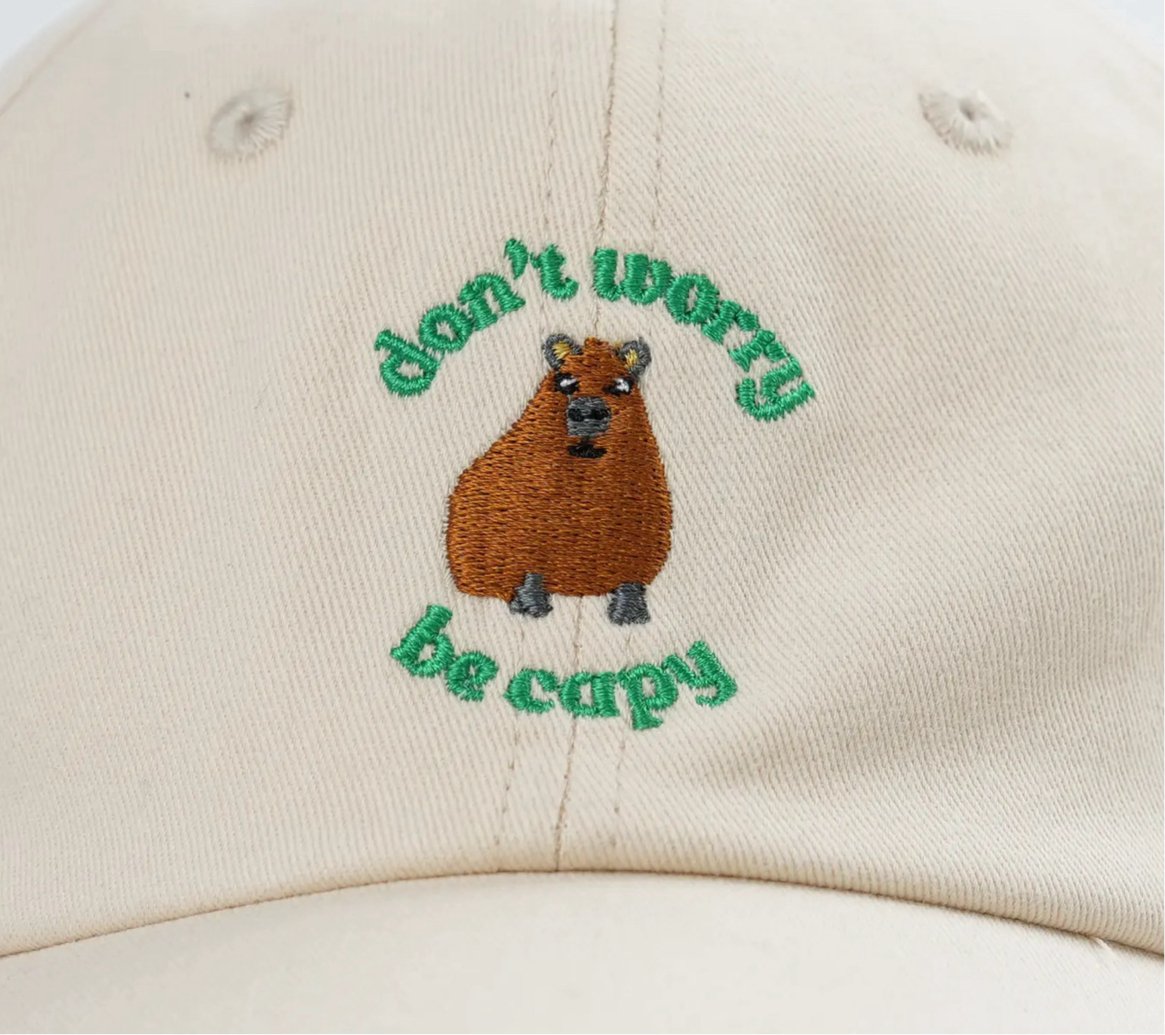 Family Matching 'Don't Worry, Be Capy' Embroidered Baseball Hat