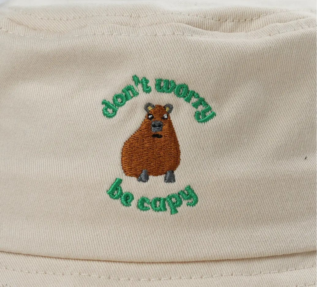 Family Matching 'Don't Worry, Be Capy' Embroidered Bucket Hat