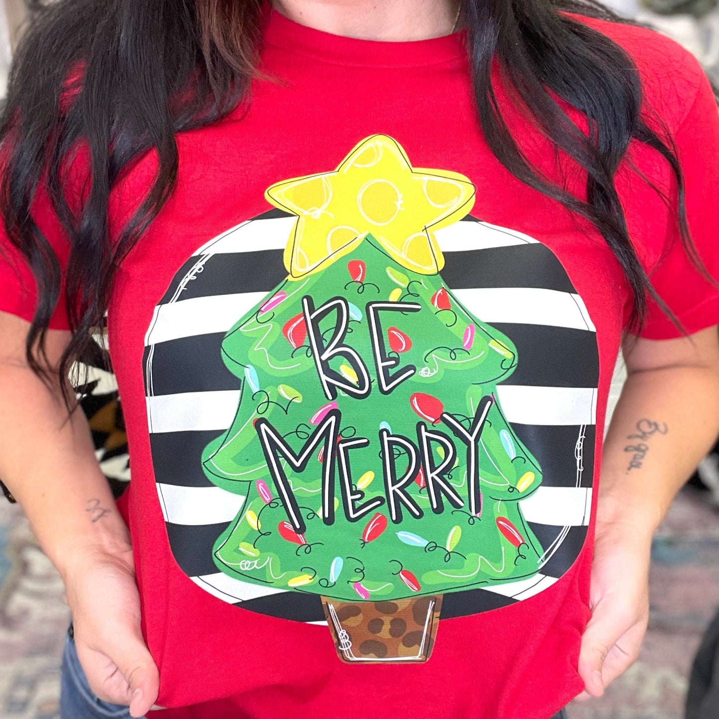 Be Merry Striped Graphic Tee