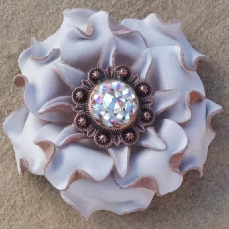 White Gardenia Flower With Copper AB 1" Concho