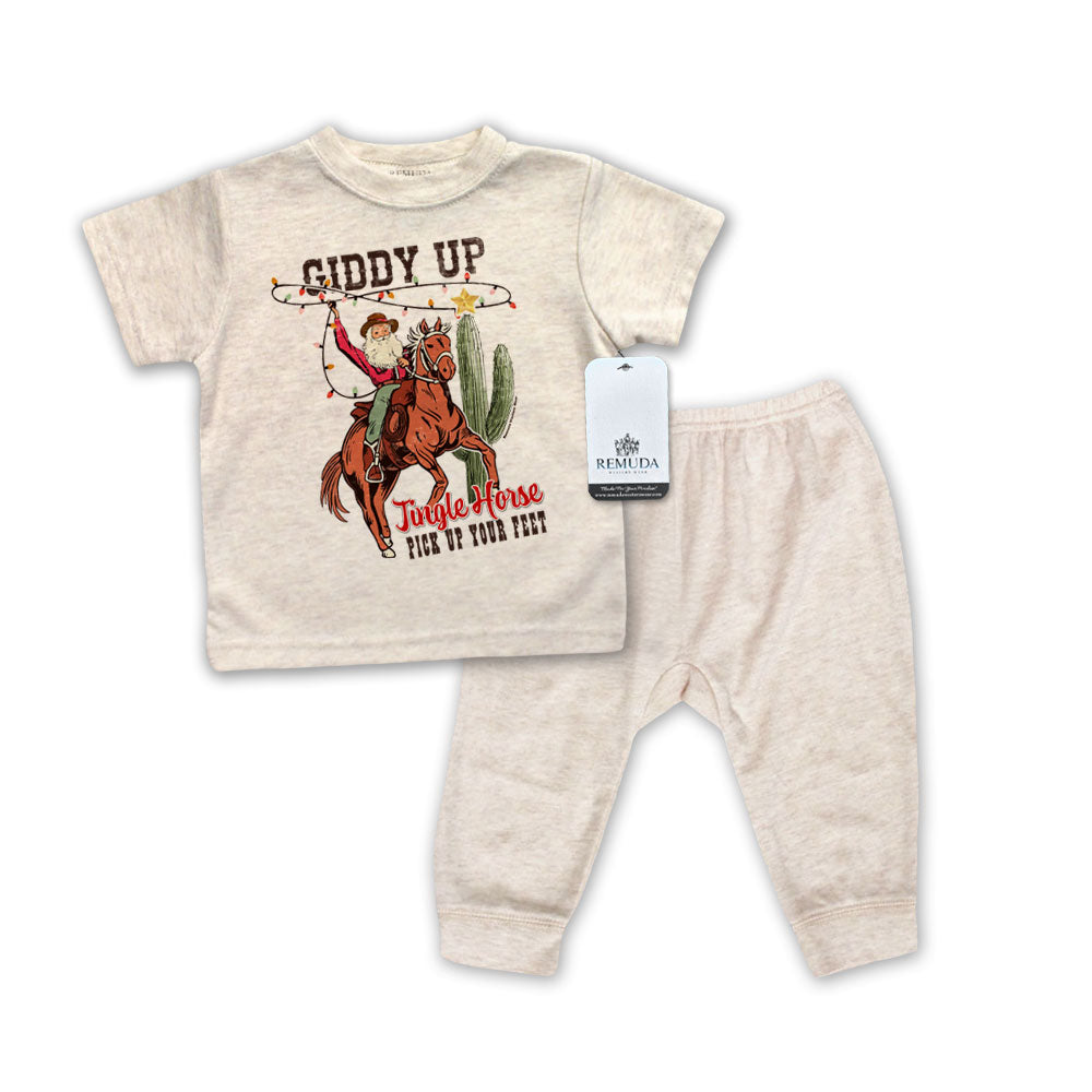 Giddy Up Jingle Horse - Infant Western 2-Piece Sleepwear Christmas Pajamas