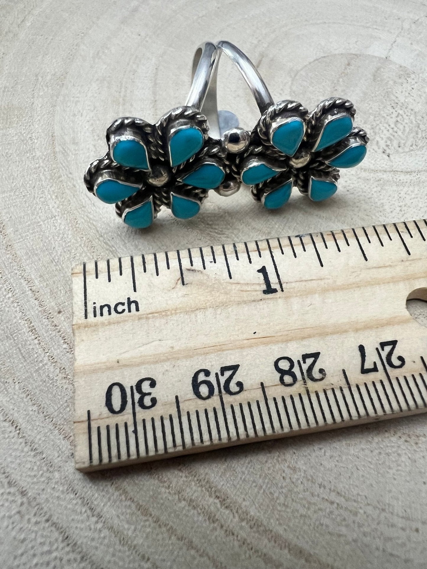 Gina Dosedo Zuni Sterling Silver Ring with Turquoise — Size 7.5