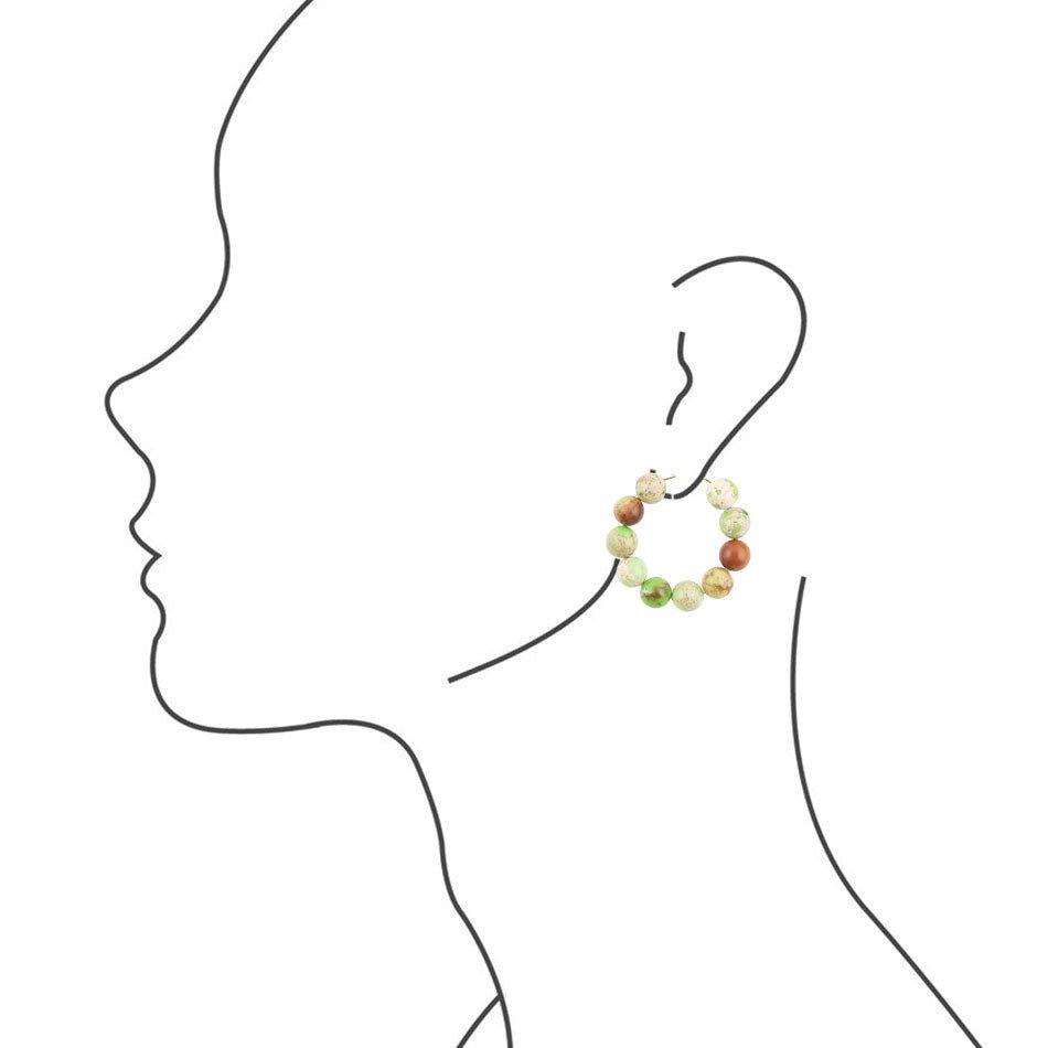 Green Jasper Stone Slide Hoop Earrings