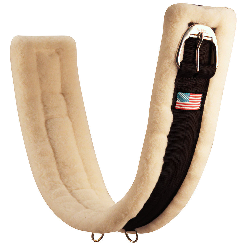 Horse Cinch Roller Buckle Deluxe Wool Back Black Made In Usa