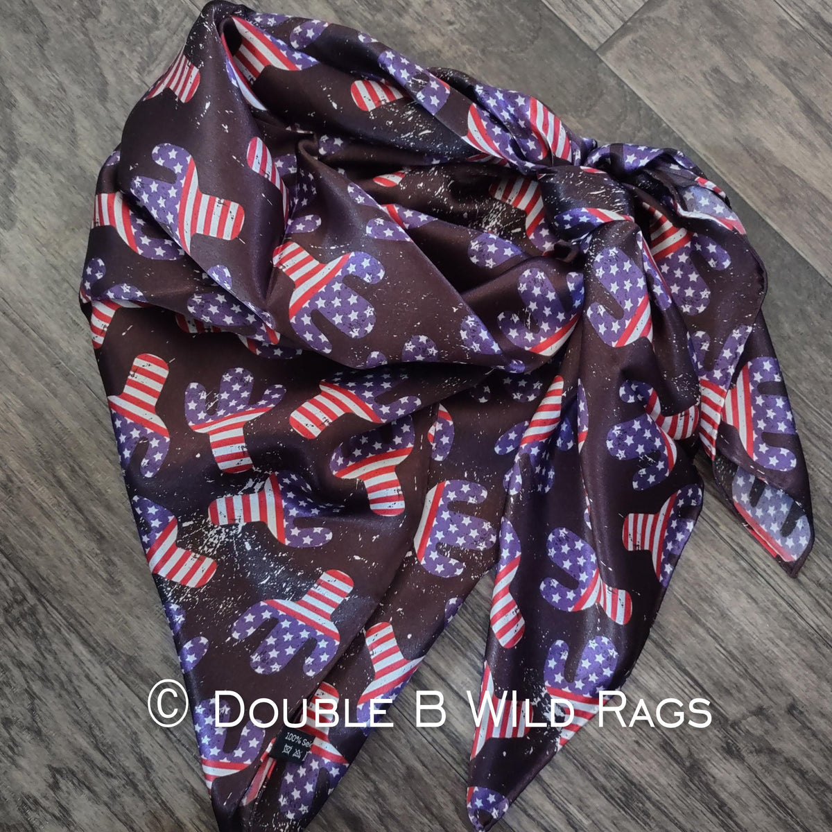 Wild Rag 100% SILK Patriotic Red White and Blue Cactus Cowboy Western Neck Scarf Bandanna by Double B Wild Rags