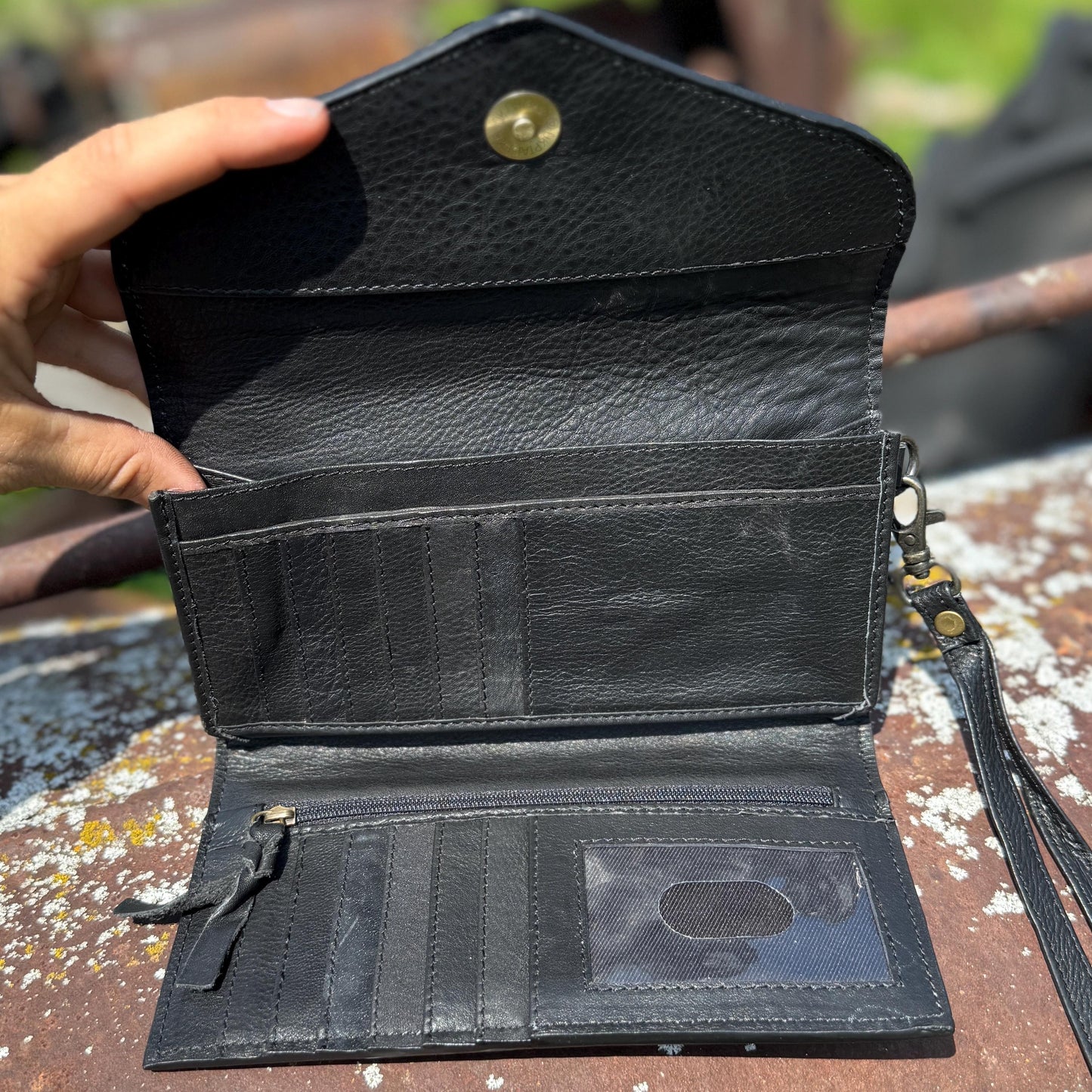 Genuine Western Cowhide Leather Purse or Clutch with white daisy floral painted details a Double B Wild Rags Exclusive