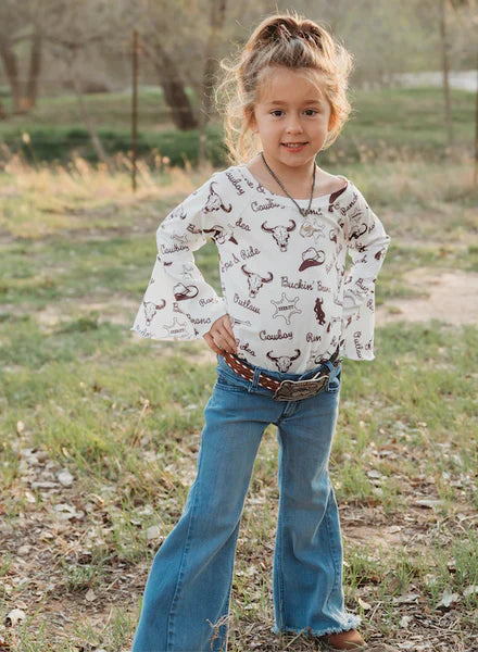 Shea Baby Bell Sleeve White Outlaw Top
