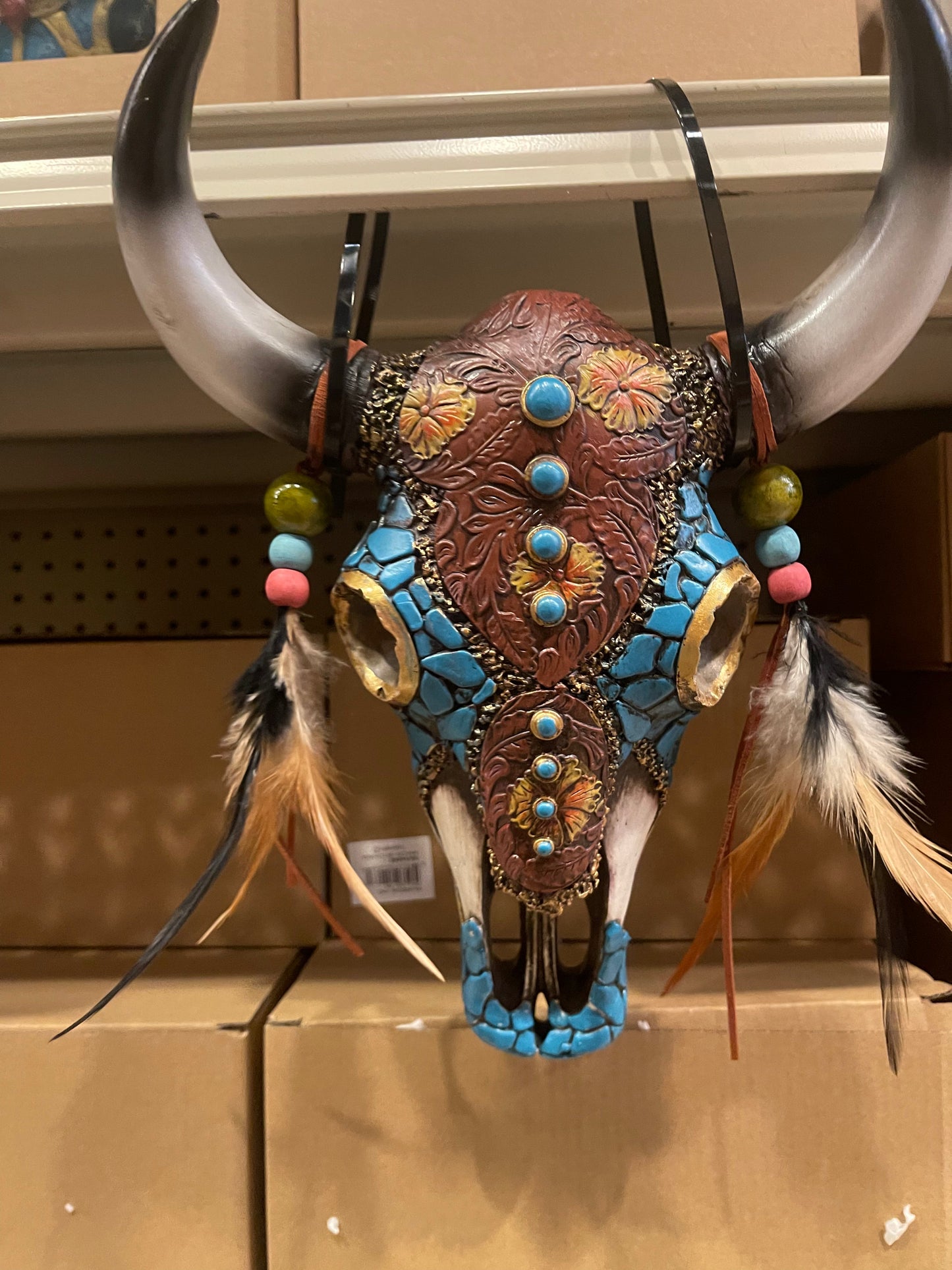 Tooled Leather w/ Gems Cowskull