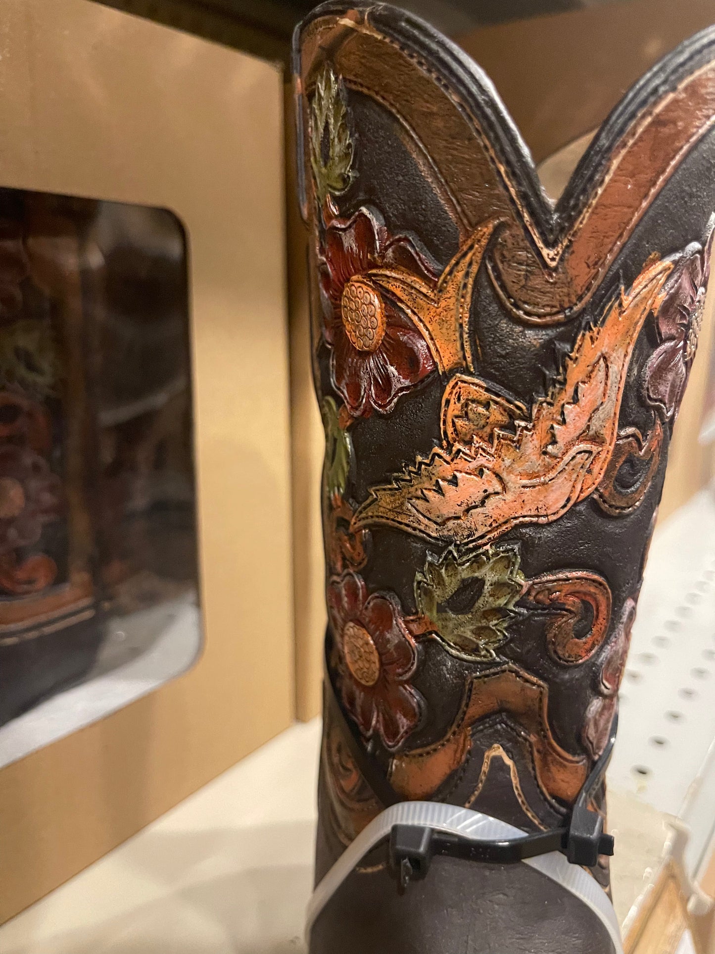 Brown Floral Boot Vase
