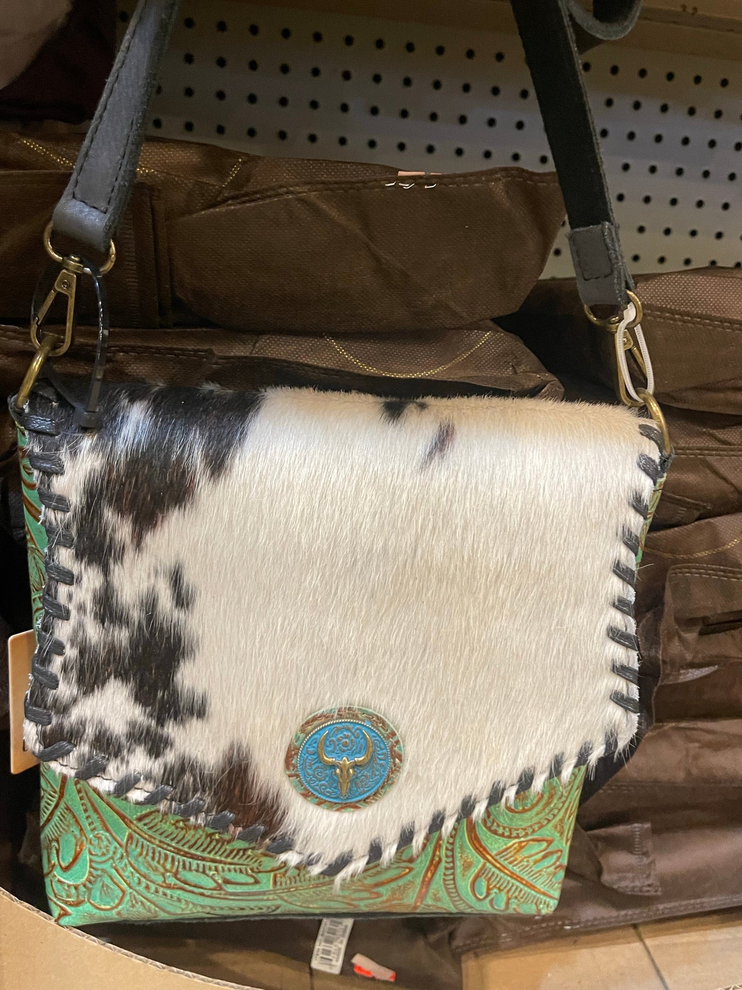 Turqouise Medallion Tooled Crossbody