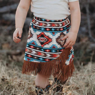 Shea Baby Cream Aztec Fringe Skirt