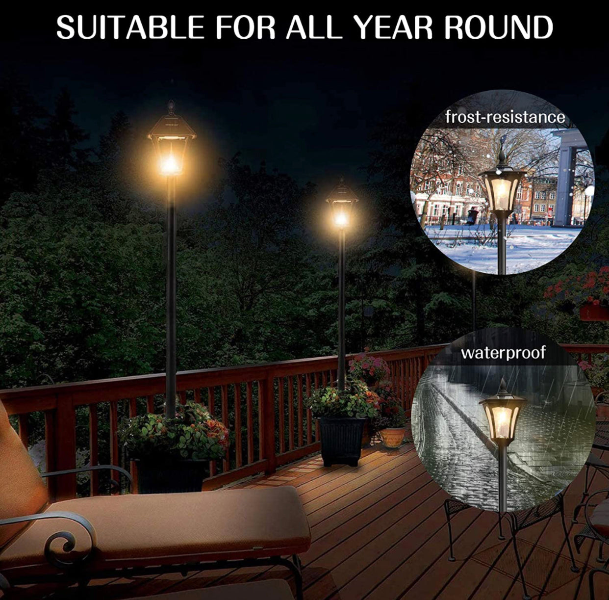 64 Inch Solar Lamp Post Lights Outdoor with Planter, 70 Lumen Solar Powered with 4 Adjustable Height- Black