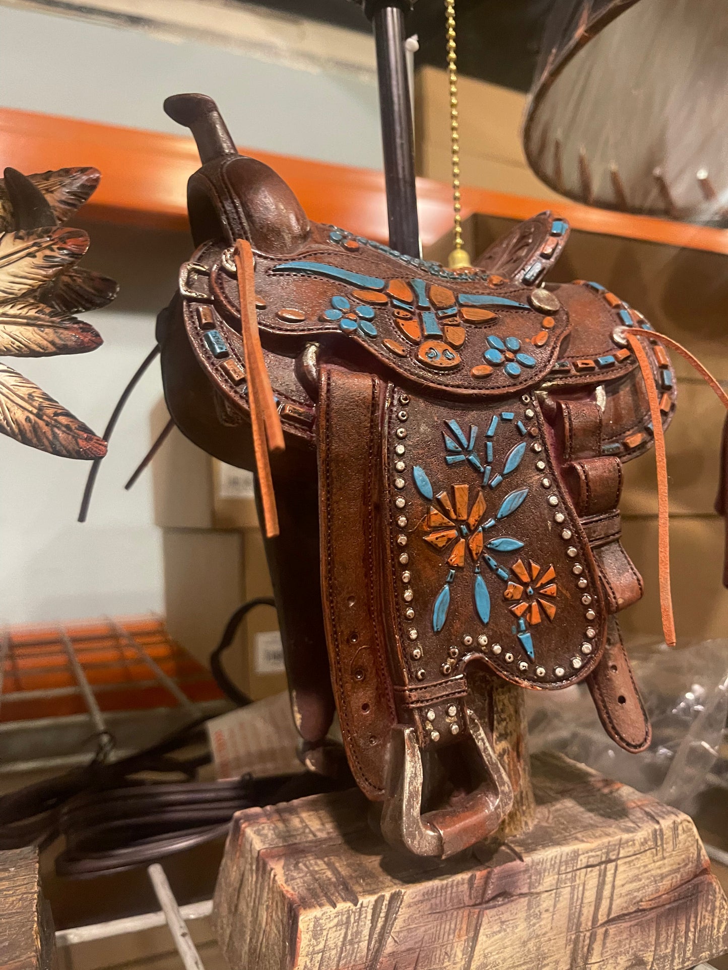Mosaic Western Saddle Lamp