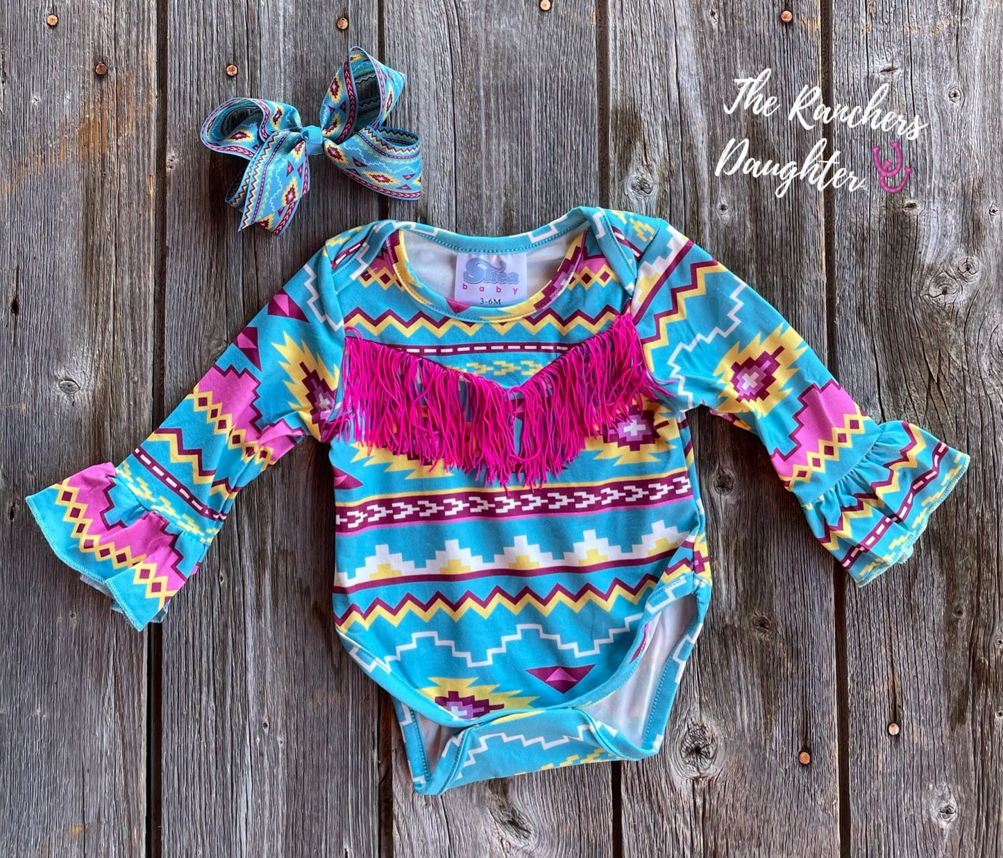 Shea Baby Longsleeve Aztec Bell Sleeve Onesie