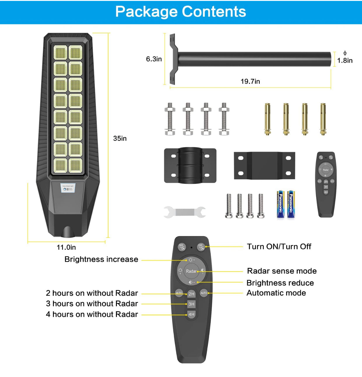 2 Pack 4600W Solar Street Lights Outdoor 190000 Lumens Dusk to Dawn With Remote and Motion Sensor
