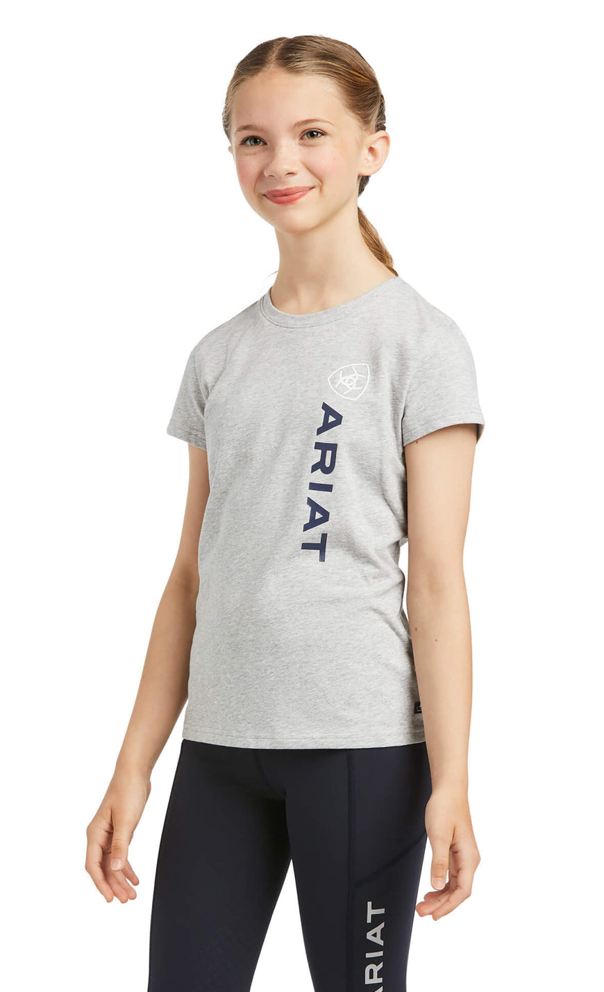 Ariat Girls Grey Vertical Logo Tee