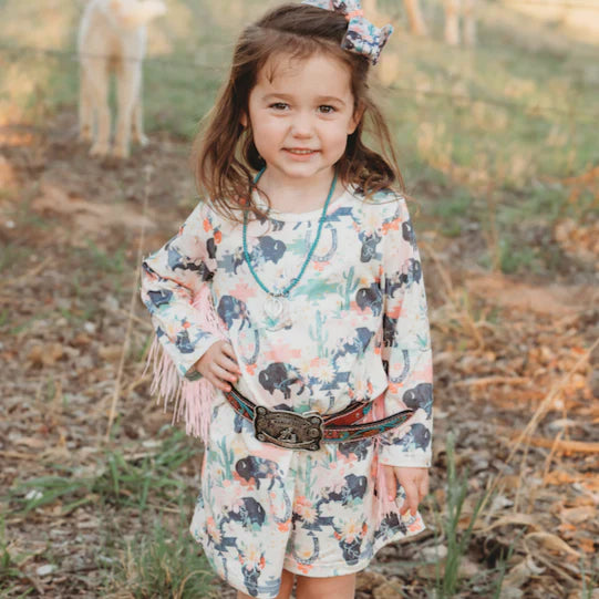 Shea Baby Long Sleeve Wild Buffalo Fringe Dress