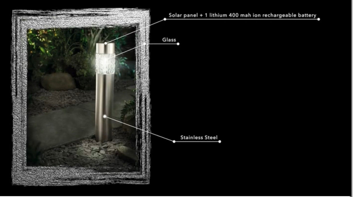 High End Modern Stainless Steel Solar Powered LED Bollard Pathway Light -15 Pack