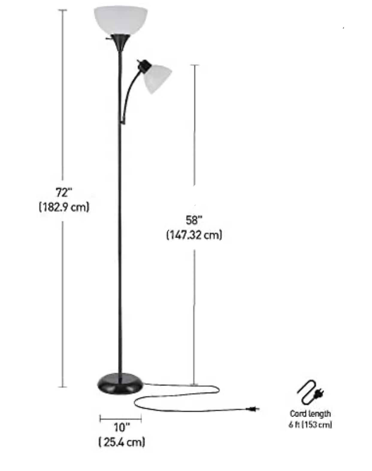 Torchiere Floor Lamp – High Brightness Torchiere Floor Lamp with 2 Reading Lights Lamps with Efficient LED